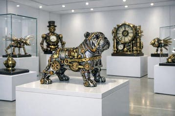 Saladin Buru - Beeld, ***STEAMPUNK BULDOG*** - 29.5 cm -