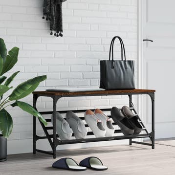 vidaXL Schoenenrek 90x30x45 cm bewerkt hout bruin eikenkleur, Verzenden, Nieuw
