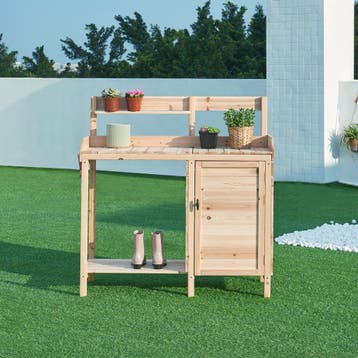 Tuinwerktafel Alessano oppottafel 110x107x46 cm naturel casa, Verzenden, Nieuw