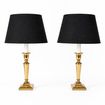 Laura Ashley - Tafellamp (2) - Messing, Linnen - Vintage