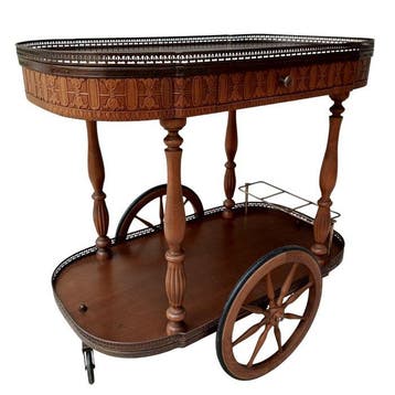Serveerwagen - Hout, Metaal, Rubber - Retro serveertrolley, Nieuw