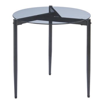 Bijzettafel Ulökantaa rond rookglas 50x50 cm grijs [en.casa], Verzenden, Nieuw