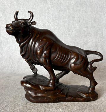 Beeld, Stier 15 cm - 15 cm - Brons