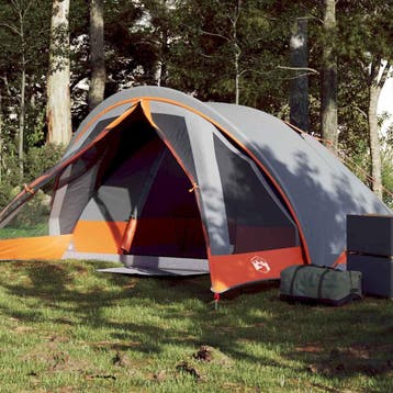 vidaXL Tent 4-persoons waterdicht grijs en oranje, Caravans en Kamperen, Verzenden, Nieuw, Tot en met 2