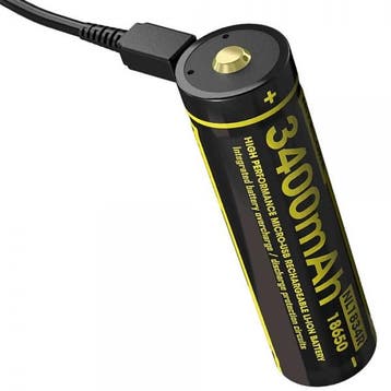 Nitecore 18650 button top accu met micro-USB, origineel, Verzenden, Nieuw