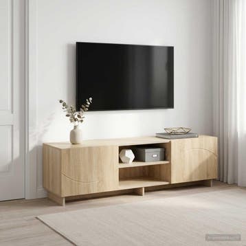 vidaXL TV-standaard 140 x 34,5 x 40 cm Sonoma Eiken Bewerkt, 100 tot 150 cm, Verzenden, Nieuw, Minder dan 100 cm