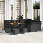 vidaXL Tuin Sofa Set met kussen met opslag 13 pcs Zwart, Verzenden, Nieuw, Rotan, 3 zitplaatsen
