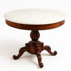 Tafel - Mahonie en wit marmer