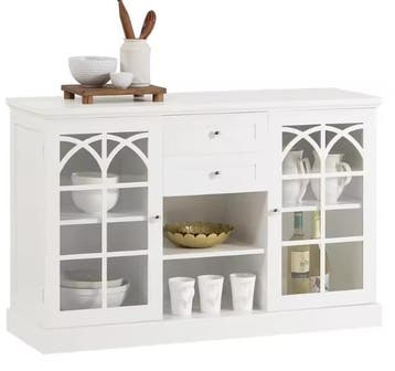 Dressoir 120 cm met Glazen Deuren & Lades – Wit MDF, Verzenden, Nieuw