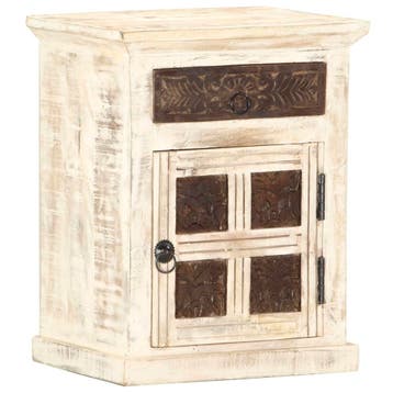 vidaXL Nachtkastje 40x30x50 cm massief mangohout wit, Huis en Inrichting, Slaapkamer | Nachtkastjes, Minder dan 45 cm, Verzenden