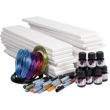 Lange canvassen met aquarel, wit, 20 stuk, 1 set, Nieuw