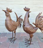 Beeldje - Chicken and Rooster (2) - IJzer, Metaal