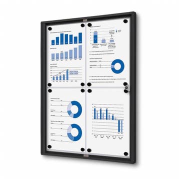 Informatiekast Binnen Whiteboard 4x A4 Budget Zwart, Nieuw in verpakking