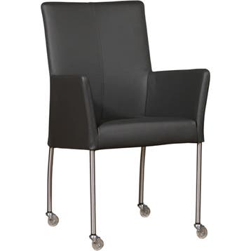 Set van 6 Leren eetkamerstoelen Comfort met wieltjes en, Huis en Inrichting, Stoelen, Ophalen of Verzenden, Nieuw, Leer, Vijf, Zes of meer stoelen