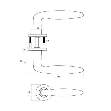 Intersteel deurkruk Q 03 op rozet verdekt ø52x6mm - PVD, Verzenden, Nieuw