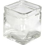 Vierkant glas, H: 8 cm, afm 7,5x7,5 cm, 12 stuk/ 1 doos, Nieuw