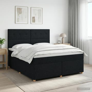 vidaXL Boxspringbed met matras met hoofdeinde Zwart 140 x, Verzenden, Nieuw, Tweepersoons, Zwart