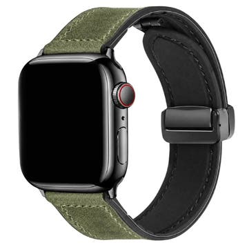 Apple Watch bandje Lennox - leer - groen - Groen / 44 · 45, Verzenden, Nieuw