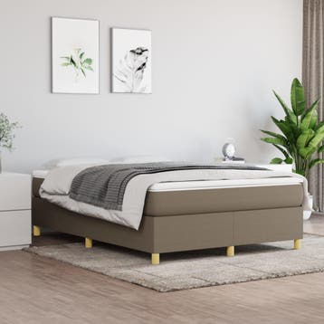 vidaXL Boxspring met matras stof taupe 140x190 cm, Verzenden, Stof, Nieuw, Tweepersoons