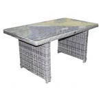 Kreta lounge-diningtafel 140x80xH70 cm grijs, Tuin en Terras, Ophalen of Verzenden, Nieuw, Wicker