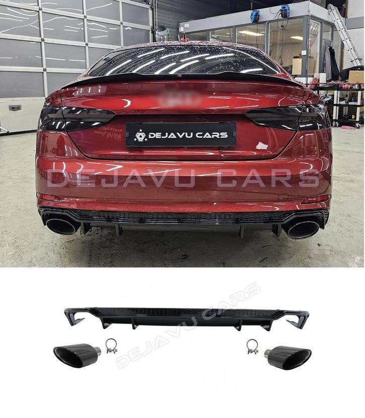 RS5 Look Diffuser Black Edition voor Audi A5 B9 F5 S line, Auto diversen, Tuning en Styling, Ophalen of Verzenden