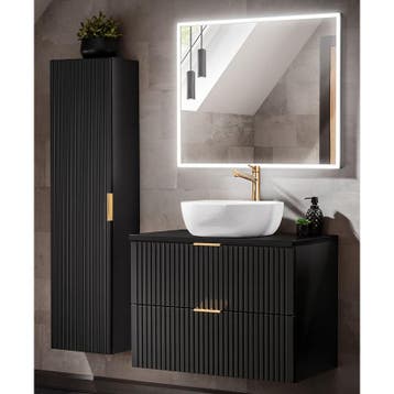 Badkamermeubel Polaris Uno Zwart 80CM (Badkamermeubels), Ophalen of Verzenden, Nieuw