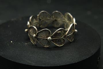 Vintage zilveren filigraan hart-schakelarmband - 32 g -