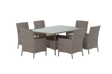 tuinset-rens-5-delig-4-personen-bruin-wicker-glas-the-outsid, Tuin en Terras, Verzenden, Nieuw