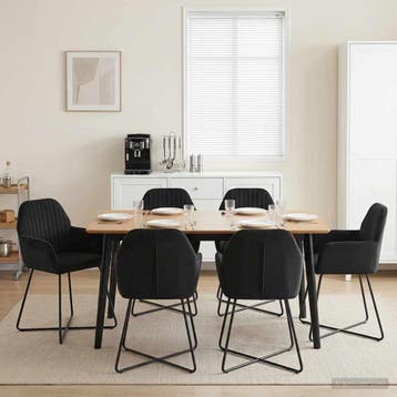 vidaXL Eettafelstoelen 6 st fluweel Zwart 55 x 50 x 84 cm, Verzenden, Nieuw, Zwart