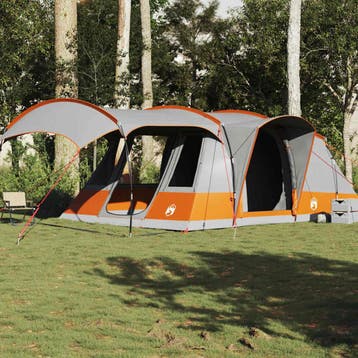 vidaXL Tunneltent 5-persoons waterdicht grijs en oranje, Caravans en Kamperen, Verzenden, Nieuw, Tot en met 2