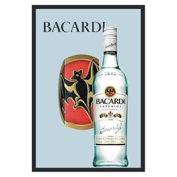 Bacardi spiegel - Fles & logo, Ophalen of Verzenden