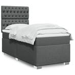 vidaXL Boxspring met matras stof donkergrijs 90x200 cm, Huis en Inrichting, Slaapkamer | Bedden, 90 cm, Eenpersoons, Verzenden