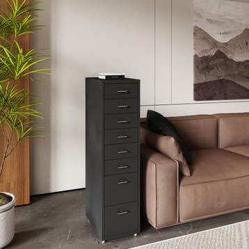 Kantoorkast Kökar op wielen 109x28x41 cm zwart [en.casa], Verzenden, Nieuw in verpakking