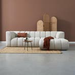 *WOONWINKEL* Bank Met Strepen Stiksel Grijsbeige Chaise Long, Huis en Inrichting, Banken | Bankstellen, Verzenden, Nieuw