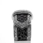 Leo Pizzo witgouden ring met witte en zwarte diamanten; 0..., Gebruikt, Overige kleuren, Ophalen of Verzenden, Kleiner dan 17