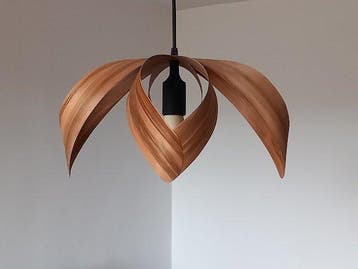 Plafondlamp - Fineer van natuurlijk walnotenhout