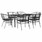 vidaXL 7-delige Tuinset met kussens poly rattan glas zwart, Tuin en Terras, Tuinsets en Loungesets, 6 zitplaatsen, Nieuw, Tuinset