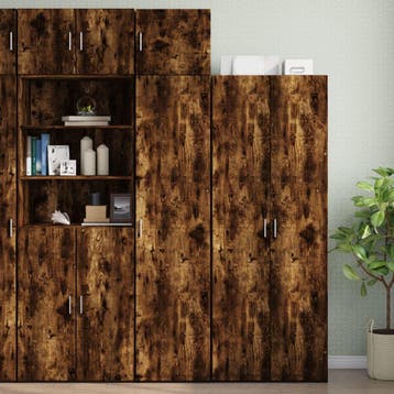 vidaXL Opbergkast smal 45x42,5x225 cm bewerkt hout gerookt, Verzenden, Nieuw, Minder dan 25 cm, Minder dan 100 cm