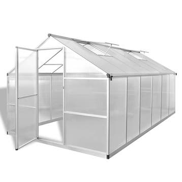 vidaXL Tuinkas versterkt aluminium met basisframe 9,025 m², Tuin en Terras, Kassen, Verzenden, Nieuw