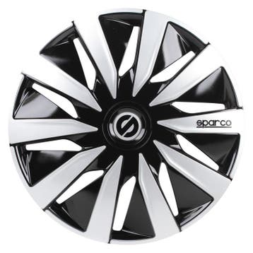 4-Delige Sparco Wieldoppen  Lazio 13-inch zwart/zilver, Auto diversen, Wieldoppen, Verzenden, Nieuw