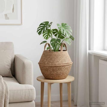 vidaXL Plantenpot met handvatten Naturel Ø 32 x 32 cm 100%, Verzenden, Nieuw, 30 tot 60 cm