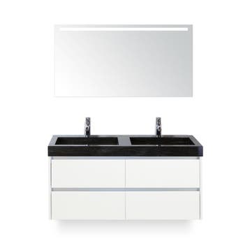 Dante Badmeubelset 120 cm - Wit Hoogglans - Wastafel, Huis en Inrichting, Badkamer | Badkamermeubels, Ophalen of Verzenden, Nieuw
