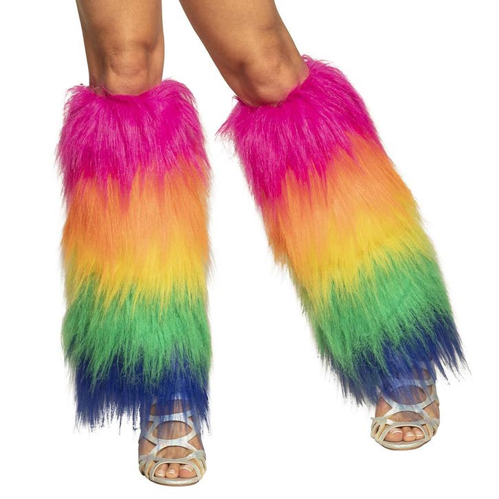 Rainbow Pluche Beenwarmers, Kleding | Dames, Carnavalskleding en Feestkleding, Nieuw, Ophalen of Verzenden