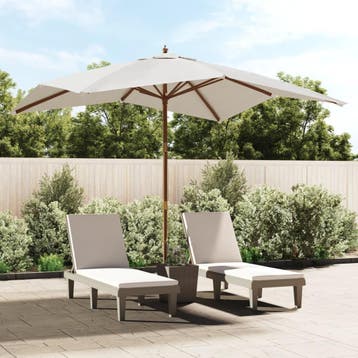 vidaXL Parasol met houten paal 300x300x273 cm zandkleurig, Verzenden, Nieuw, 3 tot 4 meter