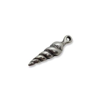 Per stuk Antiek zilveren metalen hanger hoornschelp 50 mm, Ophalen of Verzenden, Nieuw, Bedel