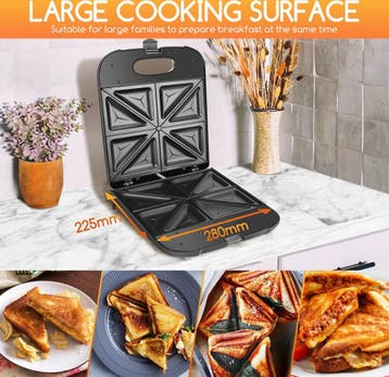 Tosti apparaat - Tosti ijzer - Sandwich maker - 1400W - Zwar, Verzenden, Zo goed als nieuw