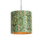 Hanglamp met velours kap pauw met goud 40 cm - Combi, Huis en Inrichting, Verzenden, Nieuw, Stof, Classic-antique