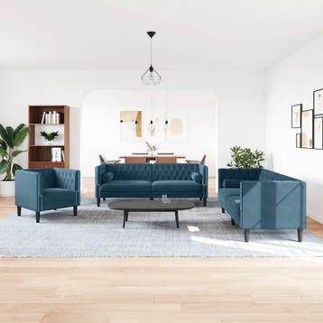 vidaXL 3-delige Loungeset Chesterfield met bolsters fluweel, Huis en Inrichting, Verzenden, Nieuw, Minder dan 150 cm, Stof