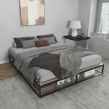HOMCOM steel bed frame height 25 cm for mattress 180x200 cm, Verzenden, Nieuw