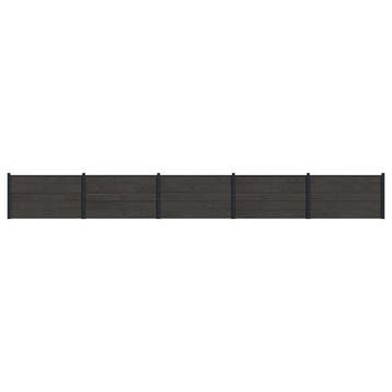 vidaXL Hekpaneel 5 pcs WPC en Aluminium Zwart, Tuin en Terras, Verzenden, Nieuw